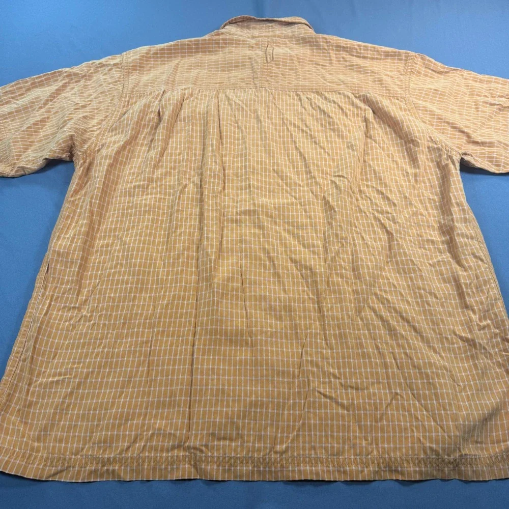 The North Face Mens XL Orange Plaid Short Sleeve Button Down Shirt